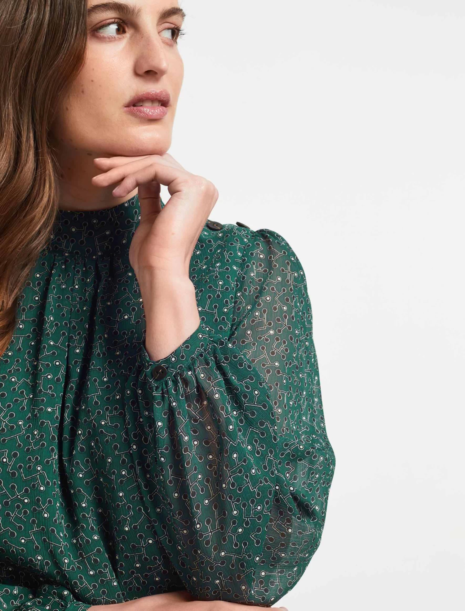 Emilia Midi Dress - Green Black Graphic Coral Print - Image 2