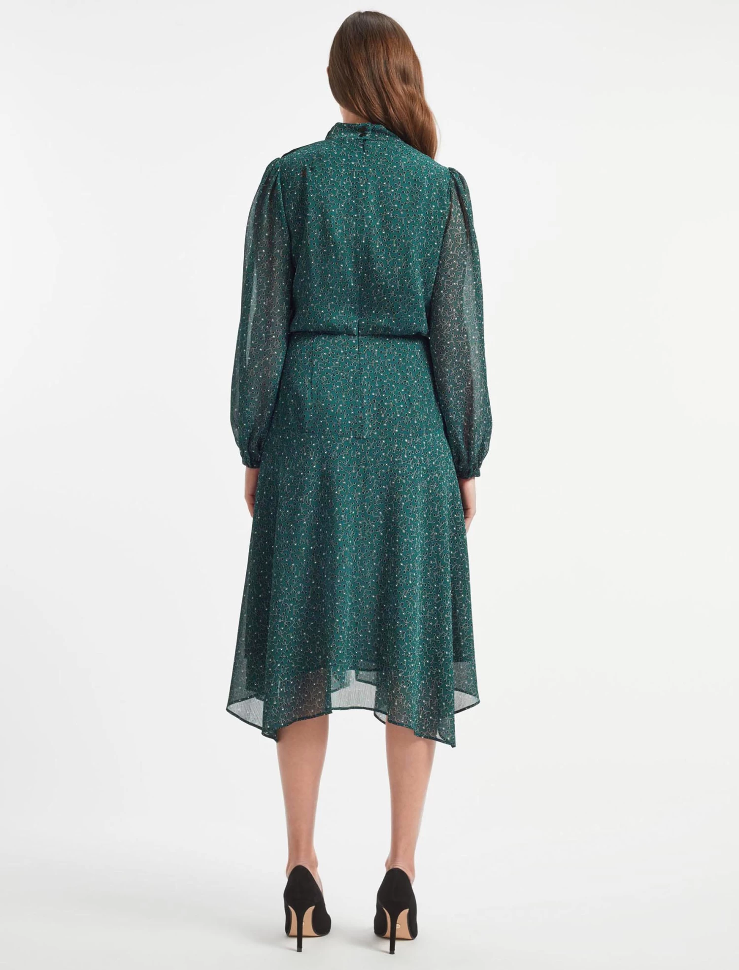 Emilia Midi Dress - Green Black Graphic Coral Print - Image 5