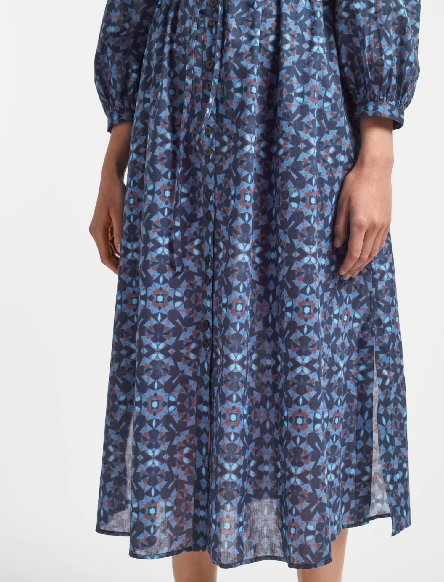 Liberty Organic Cotton Maxi Dress - Blue Shibori Print - Image 4