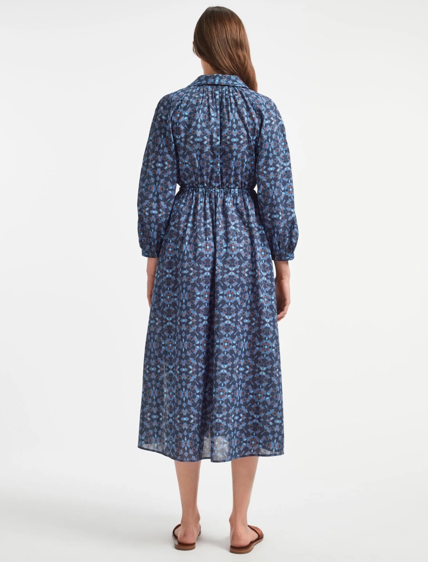 Liberty Organic Cotton Maxi Dress - Blue Shibori Print - Image 5