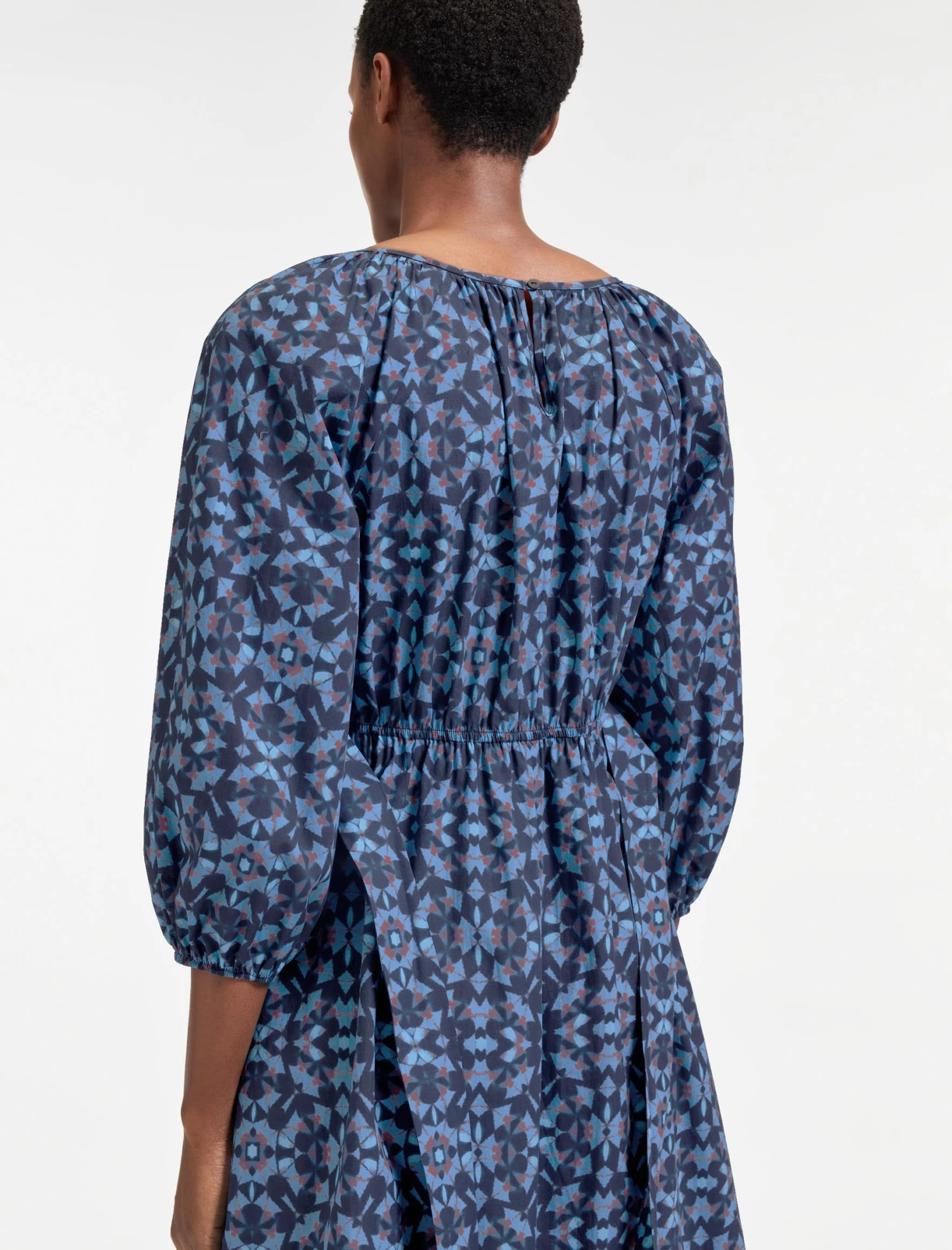 Ingrid Organic Cotton Maxi Dress - Blue Shibori Print - Image 4