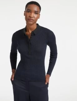 Jonah Wool Jumper - Charcoal Mid Blue Stripe