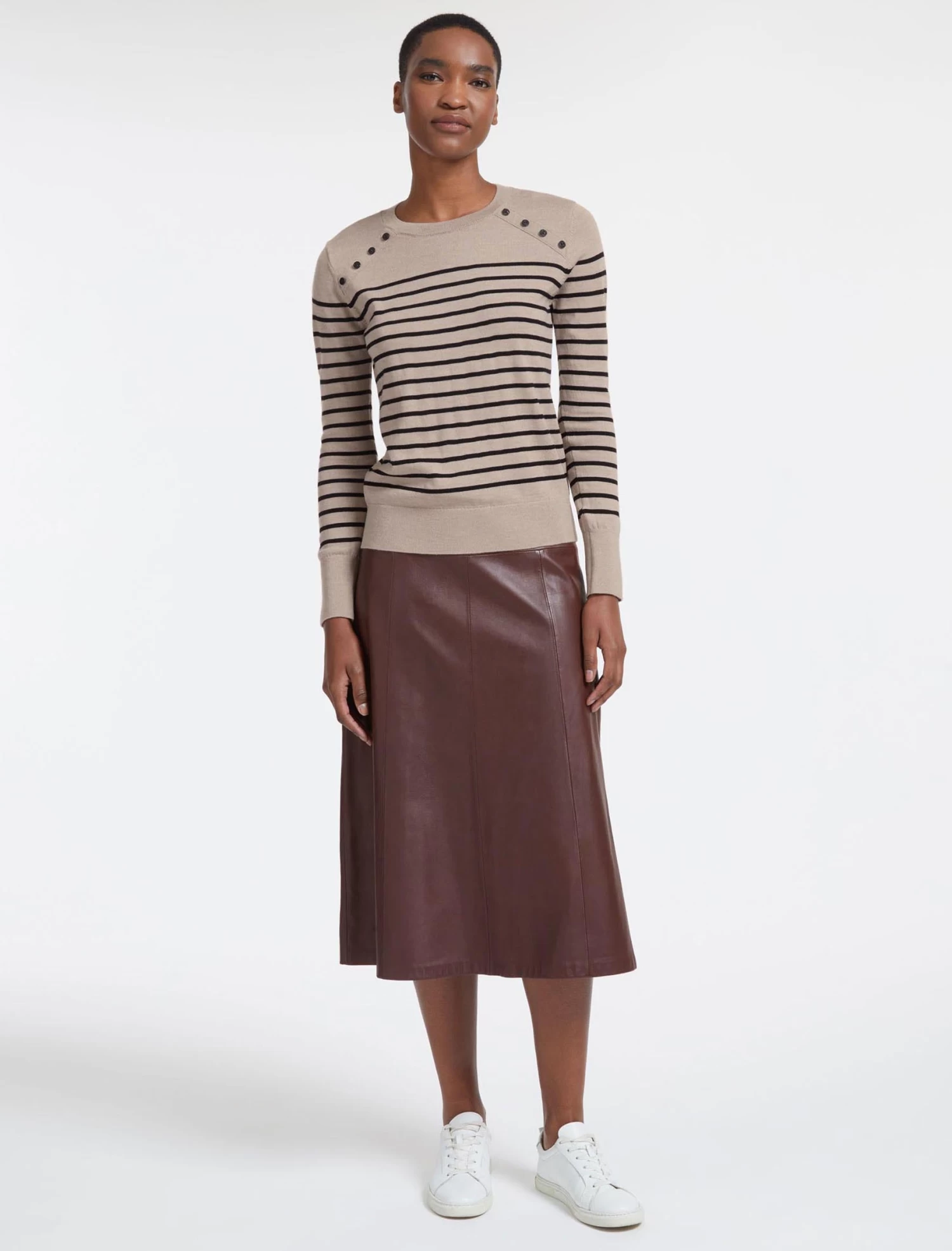 Hailey Wool Jumper - Beige Black Stripe - Image 4