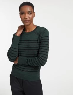 Hailey Wool Jumper - Dark Green Stripe