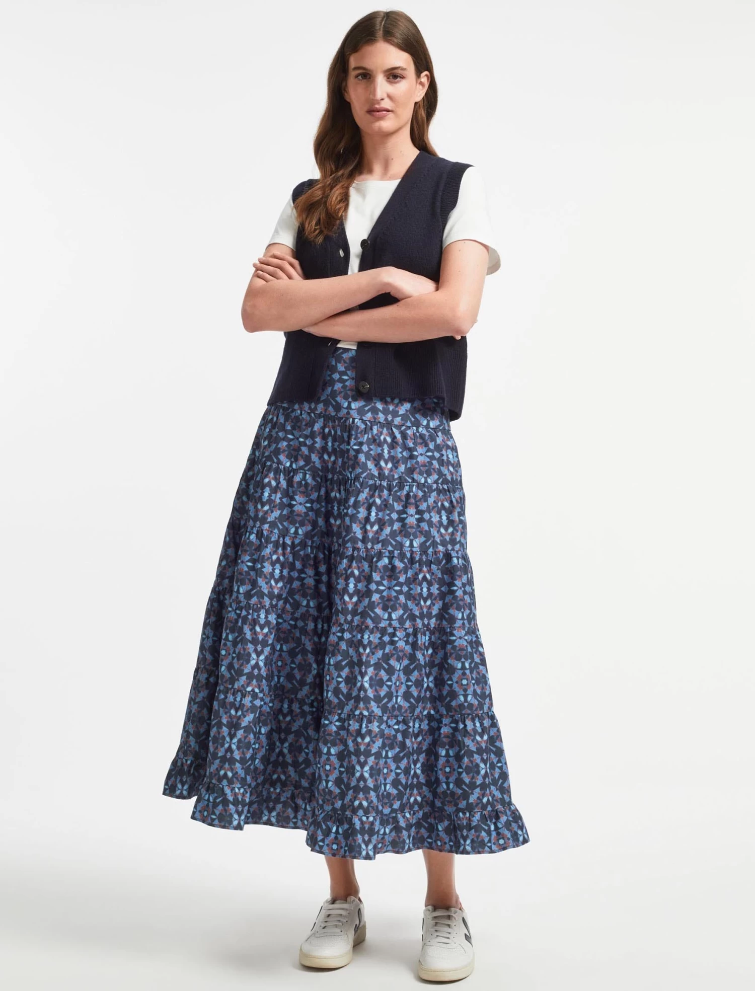 Sawyer Organic Cotton Maxi Skirt - Blue Shibori Print - Image 5