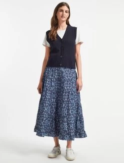 Sawyer Organic Cotton Maxi Skirt - Blue Shibori Print