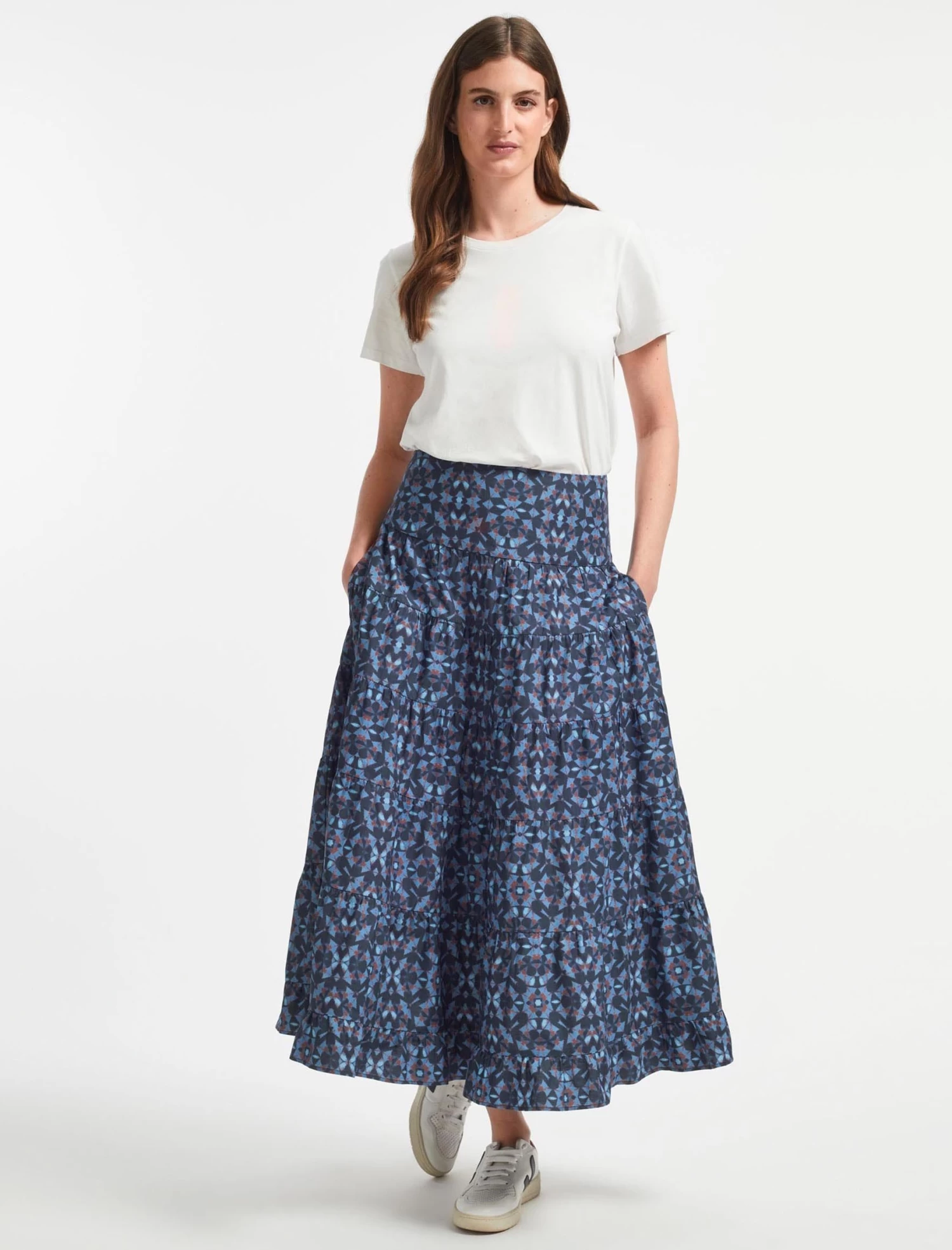 Sawyer Organic Cotton Maxi Skirt - Blue Shibori Print - Image 3