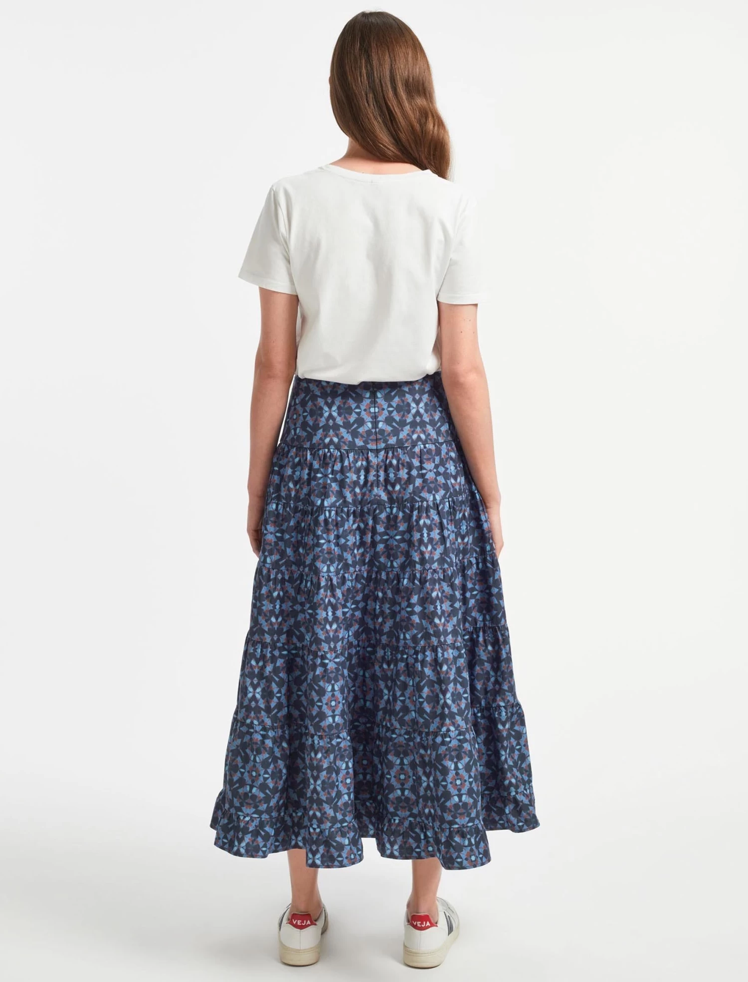 Sawyer Organic Cotton Maxi Skirt - Blue Shibori Print - Image 6