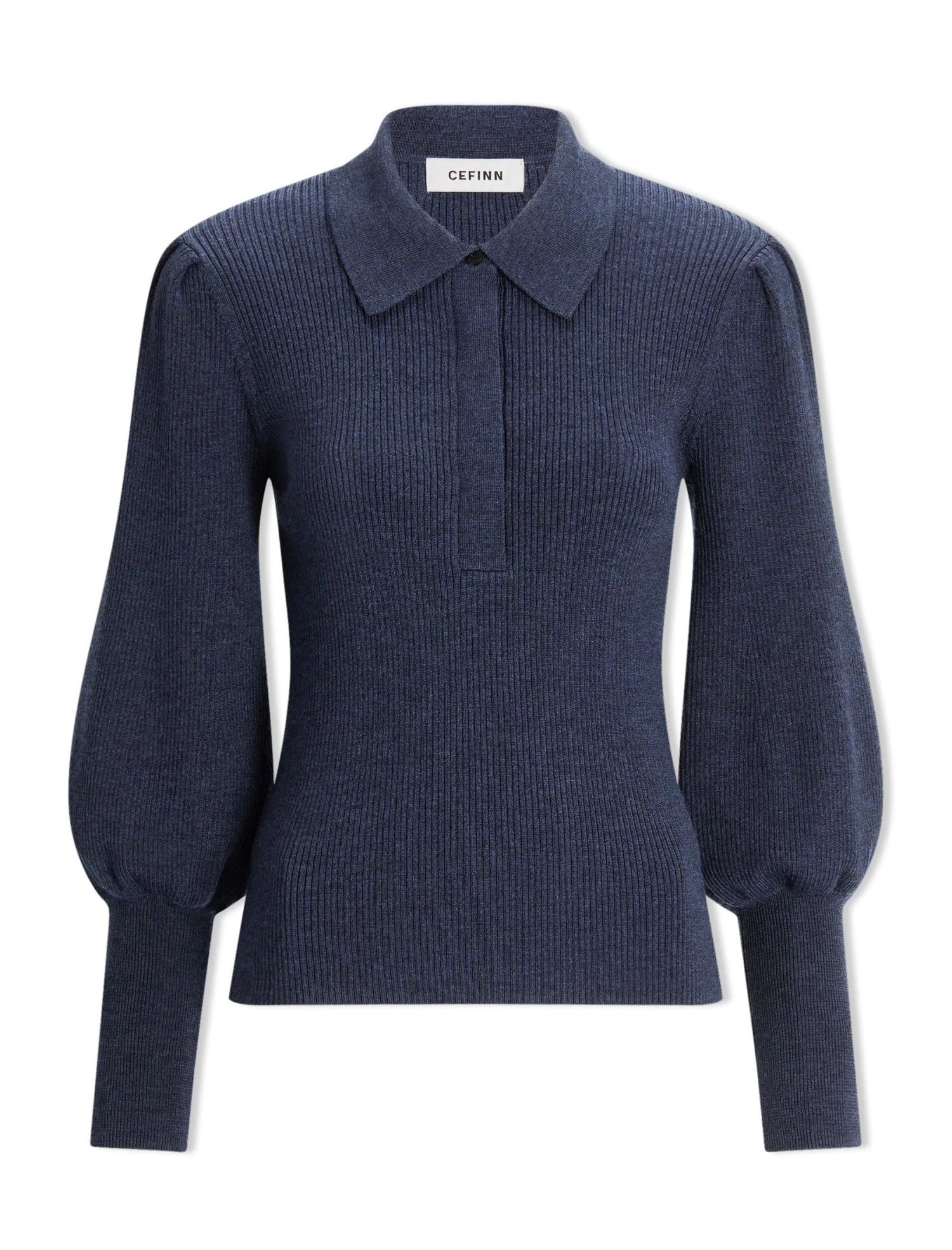 Eva Merino Wool Collared Jumper - Denim Blue - Image 8