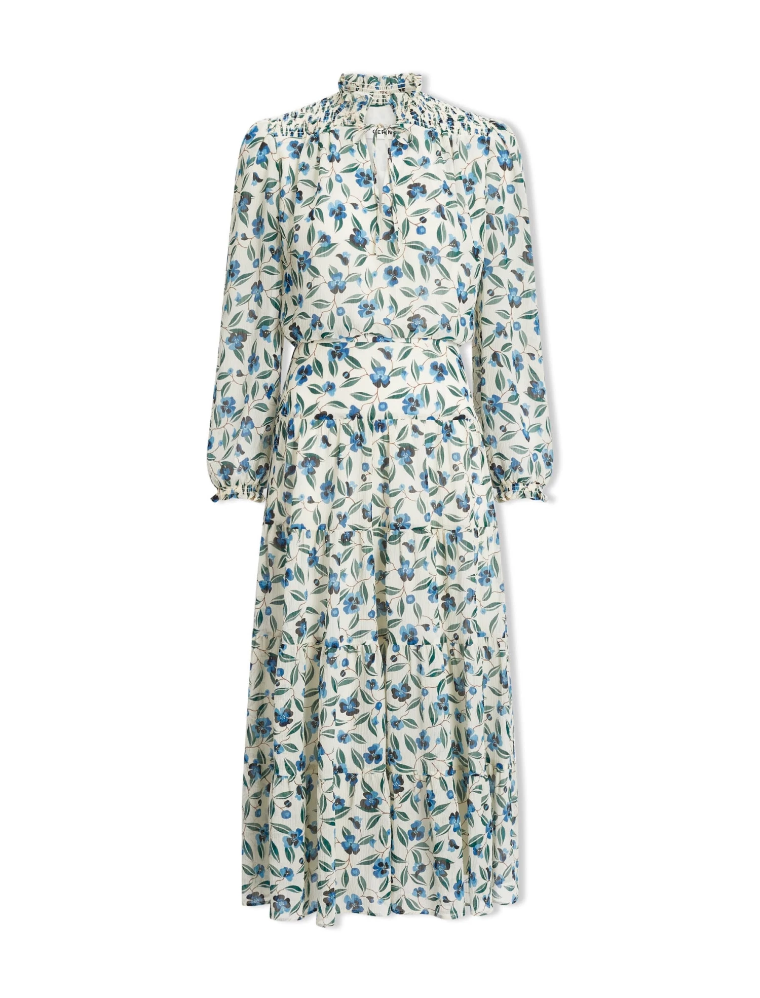 Zoe Maxi Dress - Cream Blue Deco Floral Print - Image 8