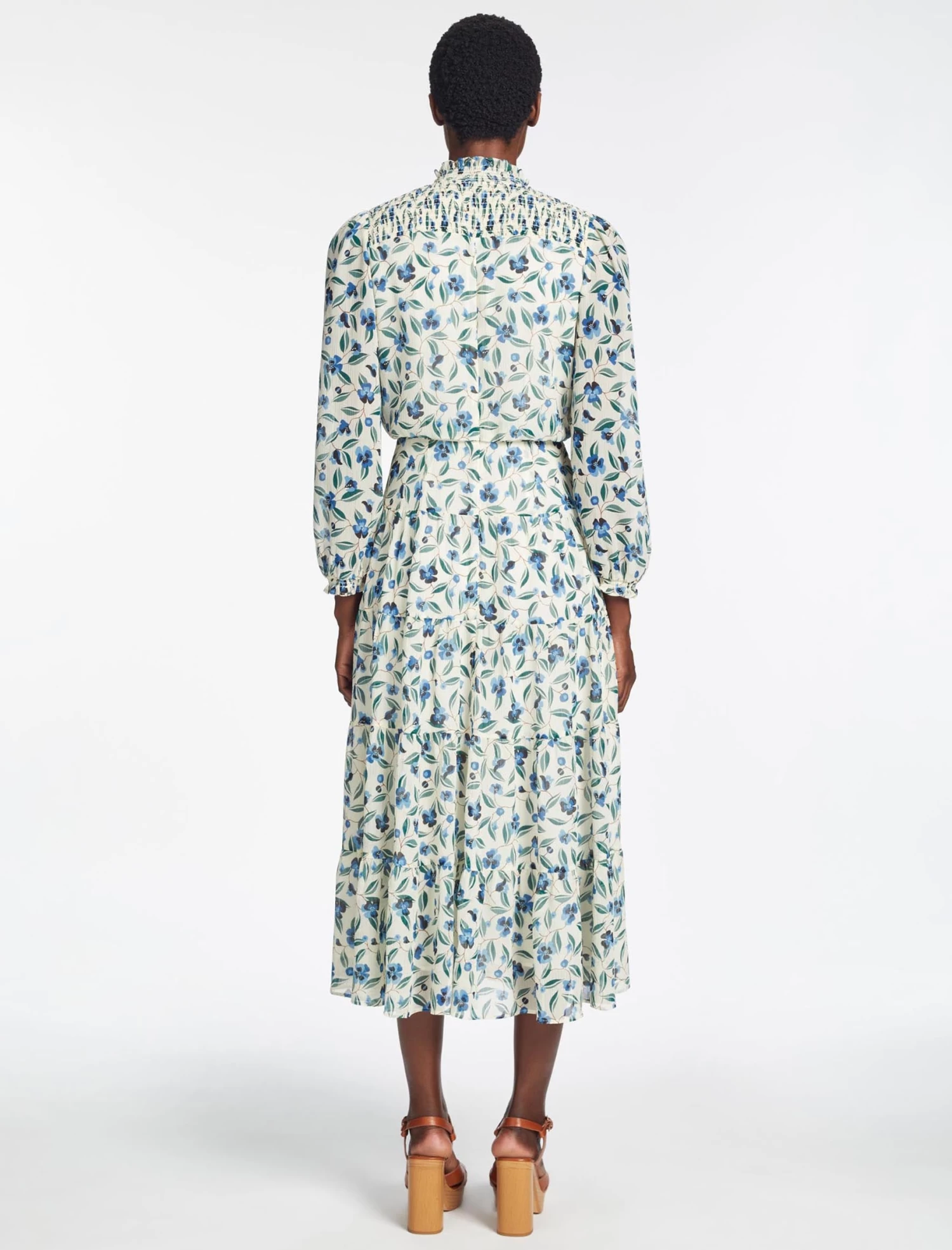 Zoe Maxi Dress - Cream Blue Deco Floral Print - Image 7