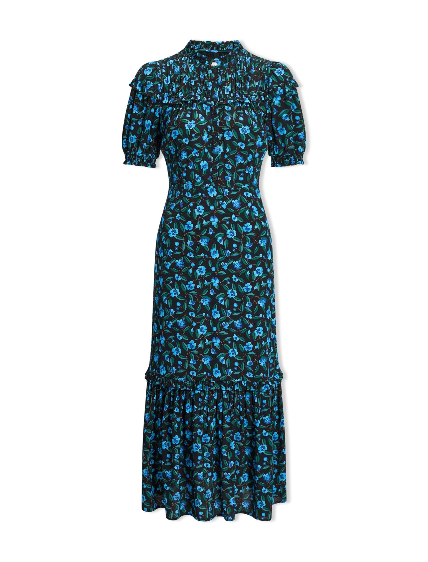 Hermione Maxi Dress - Black Blue Deco Floral Print - Image 4