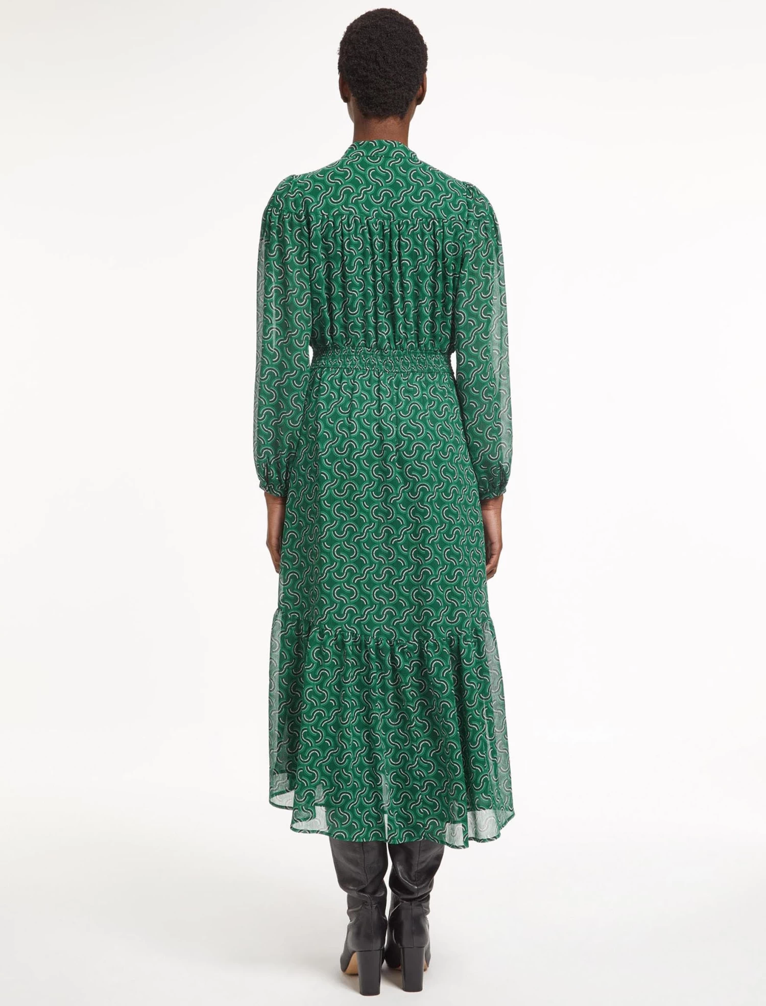 Francesca Midi Dress - Green Rainbow Geo Print - Image 7