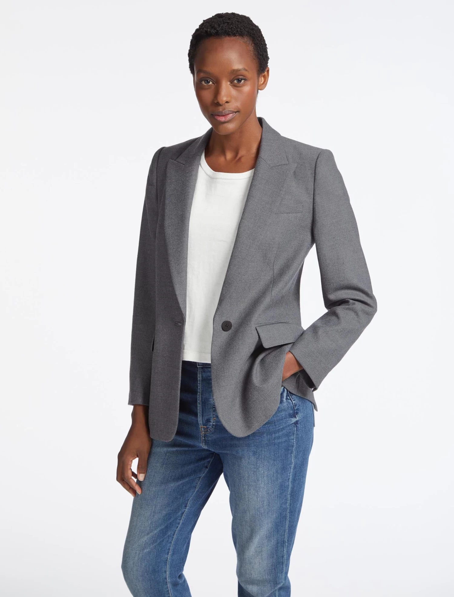 Jordan Stretch Wool Blazer - Mid Grey - Image 6