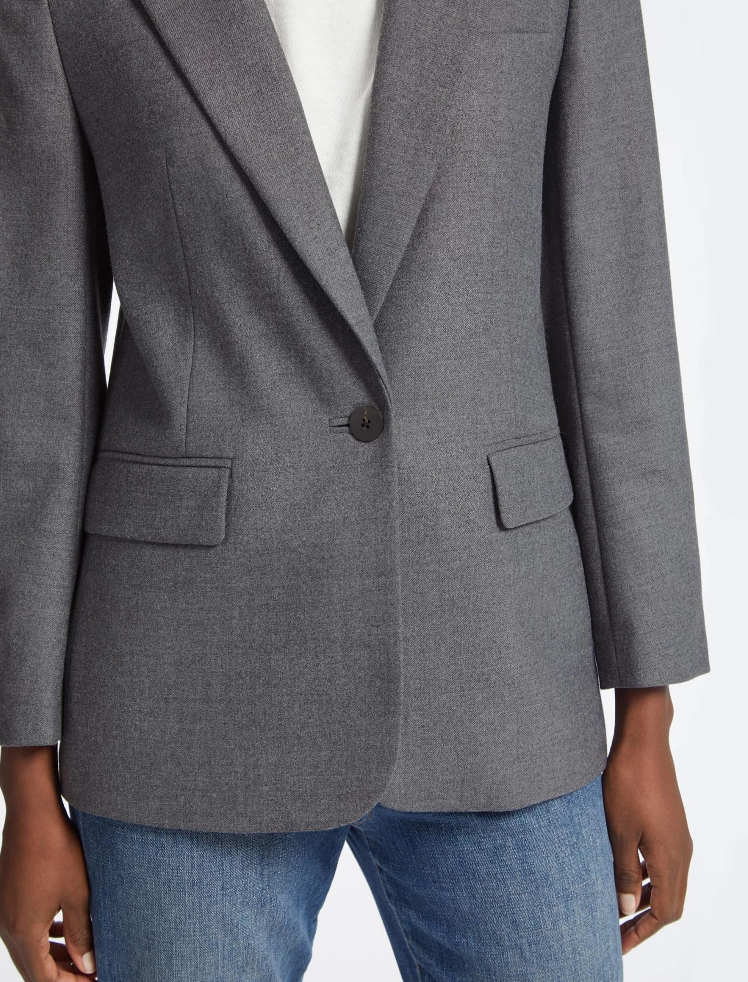 Jordan Stretch Wool Blazer - Mid Grey - Image 4