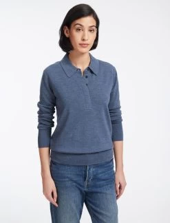 Josie Wool Collared Jumper - Denim Blue