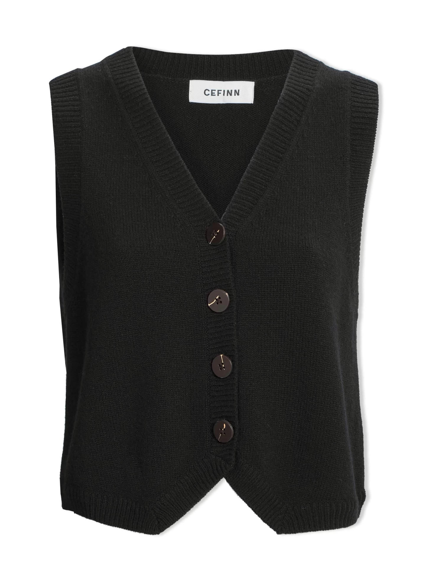 Wesley Cashmere Blend V Neck Waistcoat - Black - Image 7