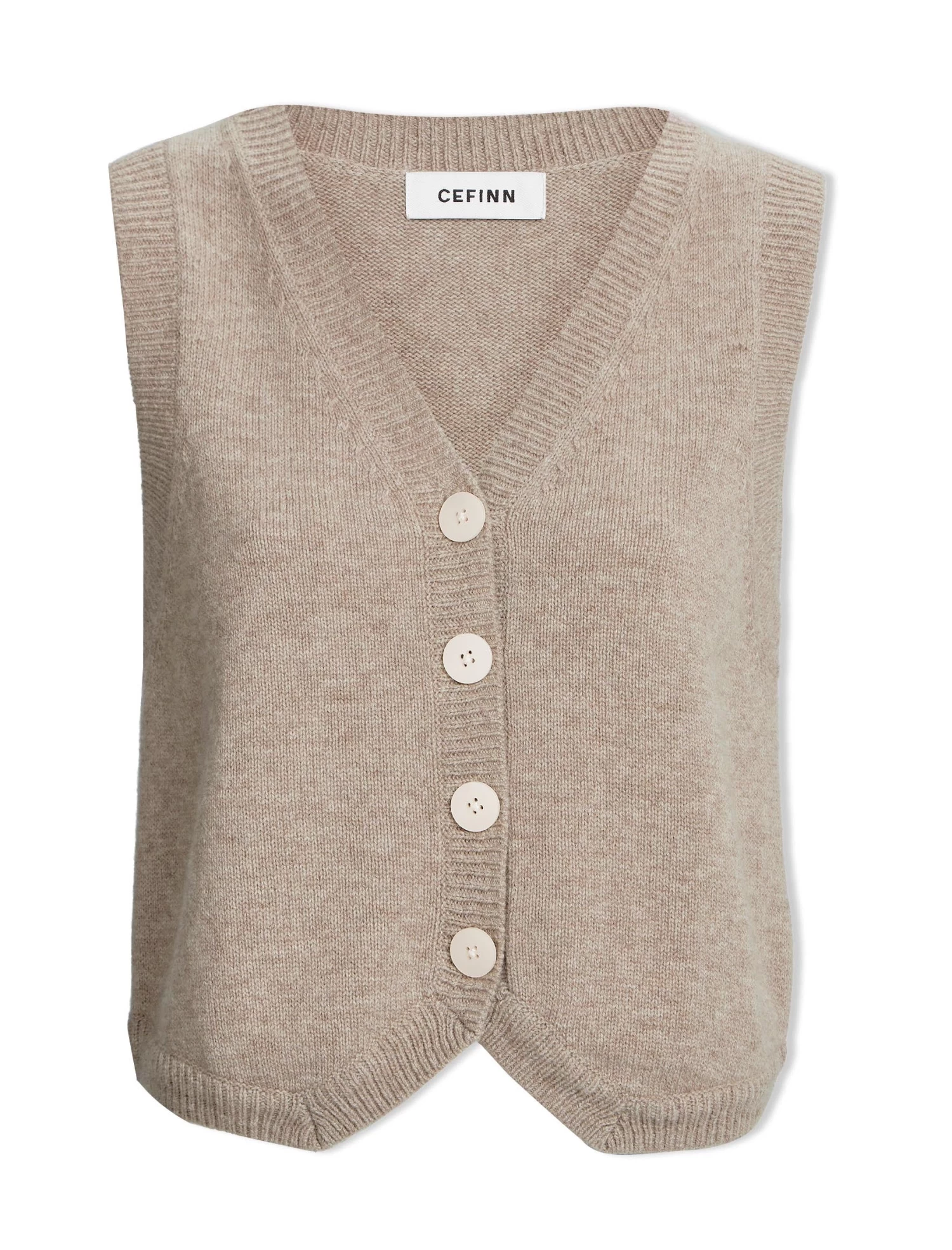 Wesley Cashmere Blend V Neck Waistcoat - Taupe - Image 4
