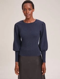 Eva Wool Crew Neck Jumper - Denim Blue