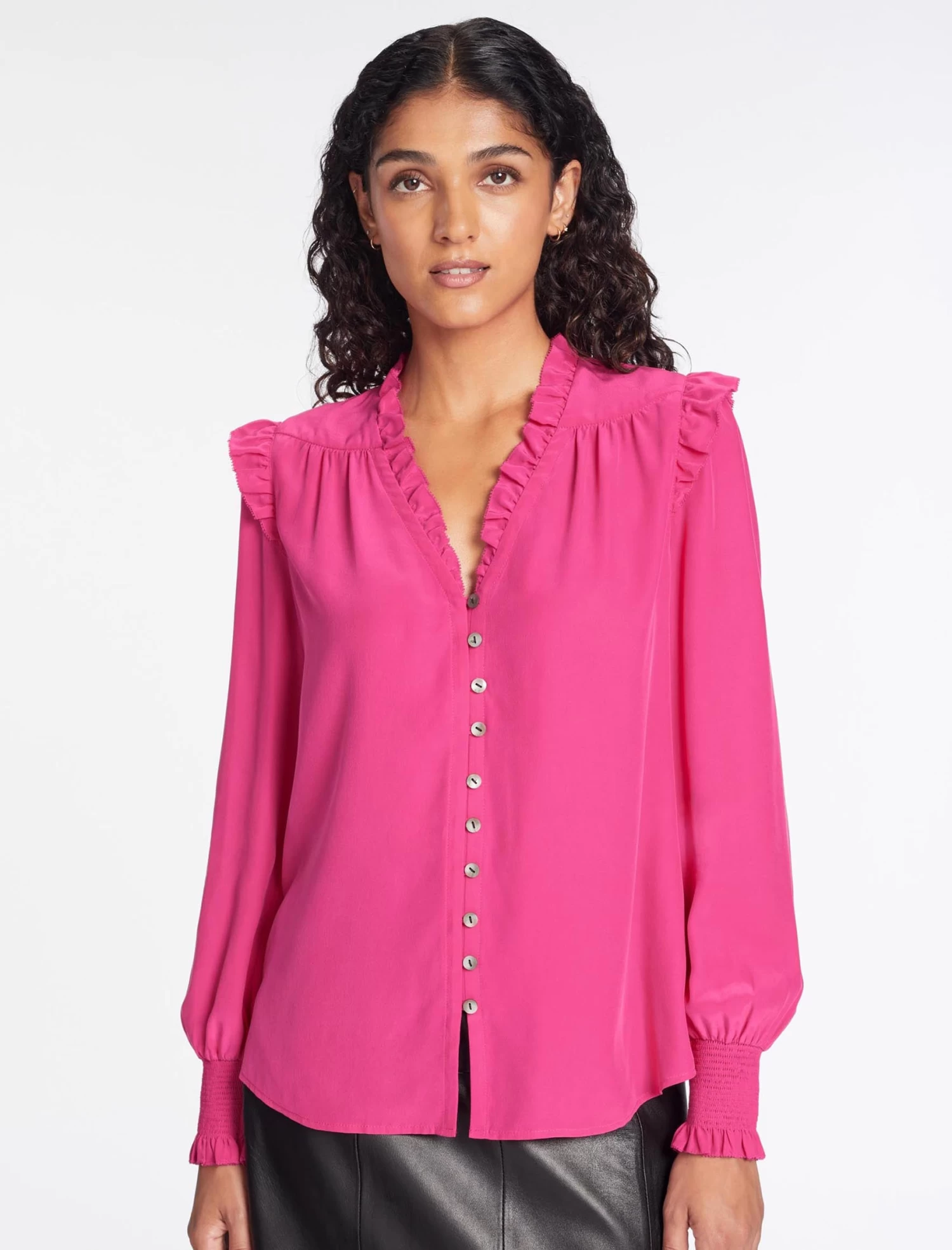 Stella Silk Shirt - Hot Pink - Image 7