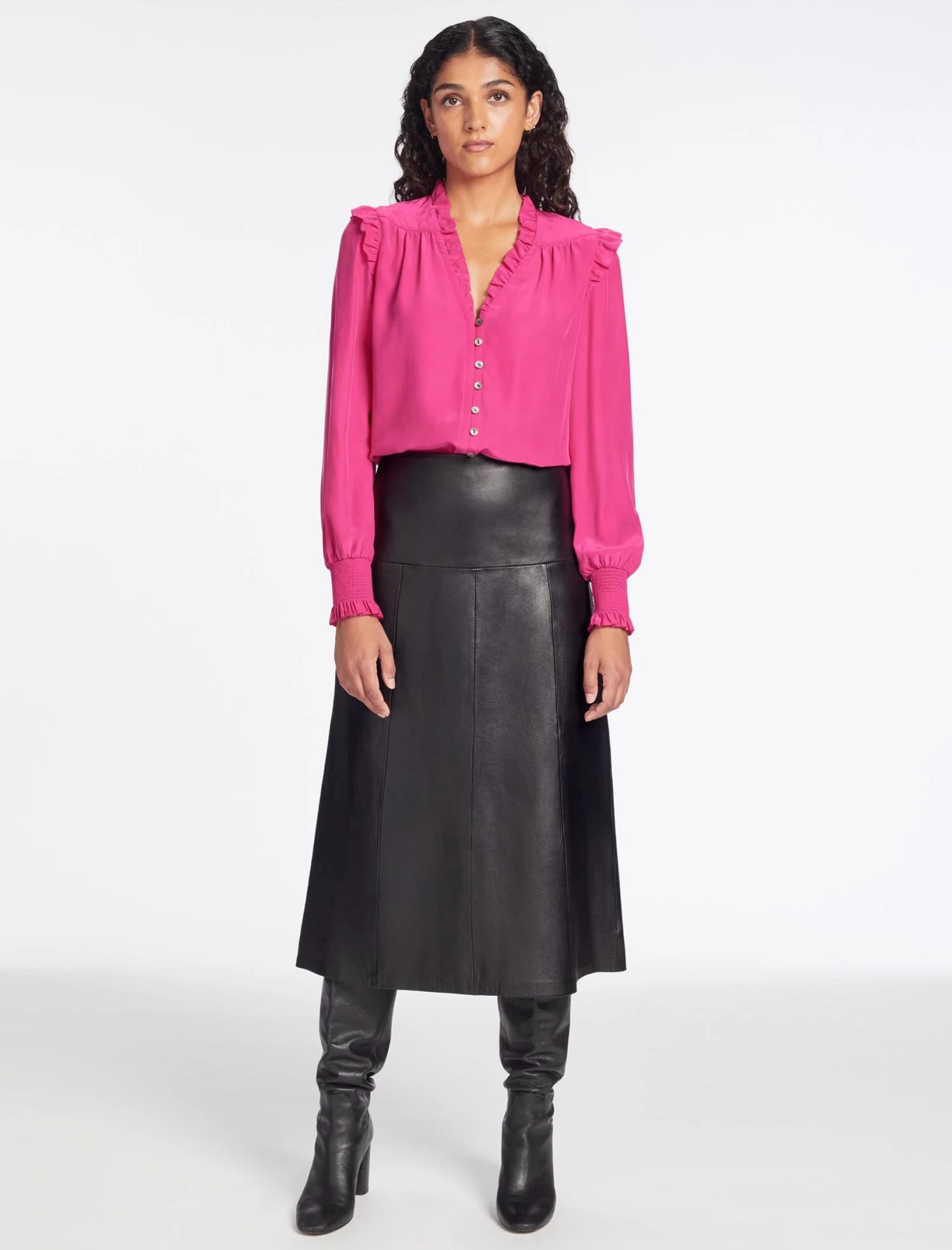 Stella Silk Shirt - Hot Pink - Image 3