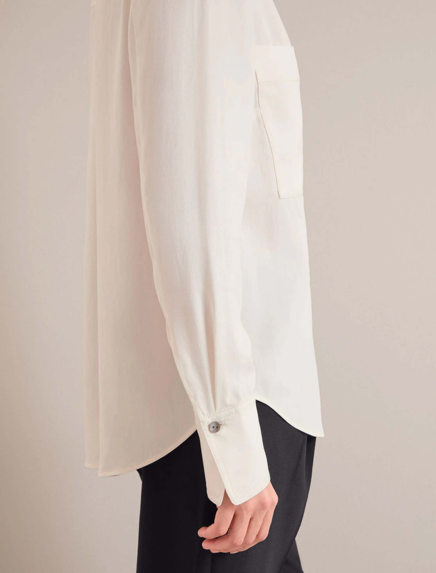 Spencer Silk Shirt - Cream - Image 7