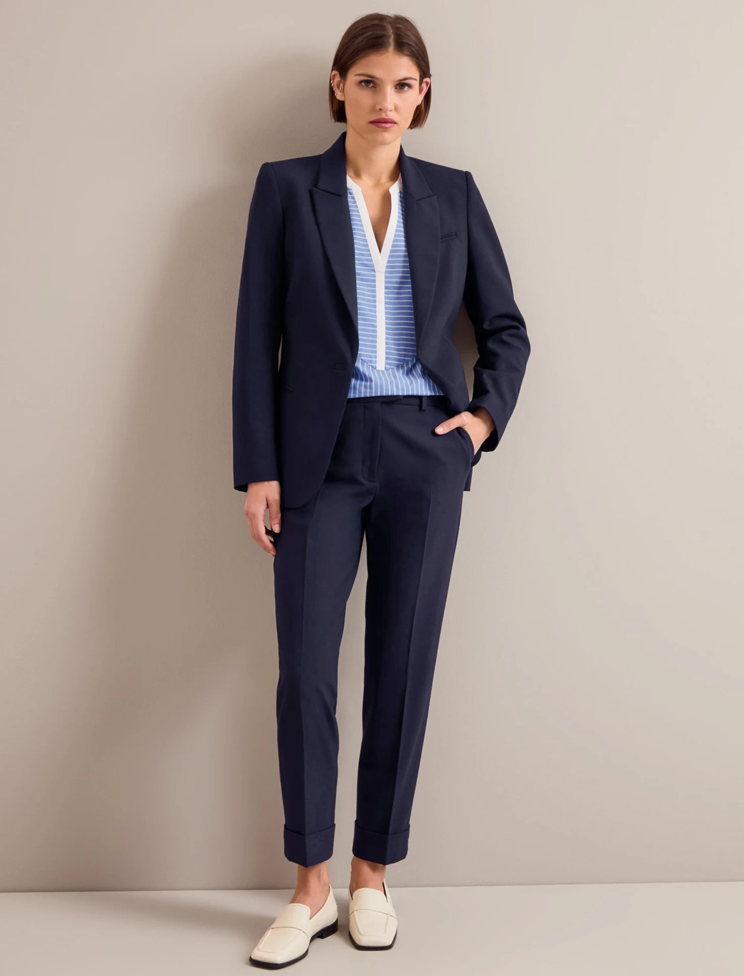 Sadie Organic Cotton Shirt - Wide Stripe Blue White - Image 4