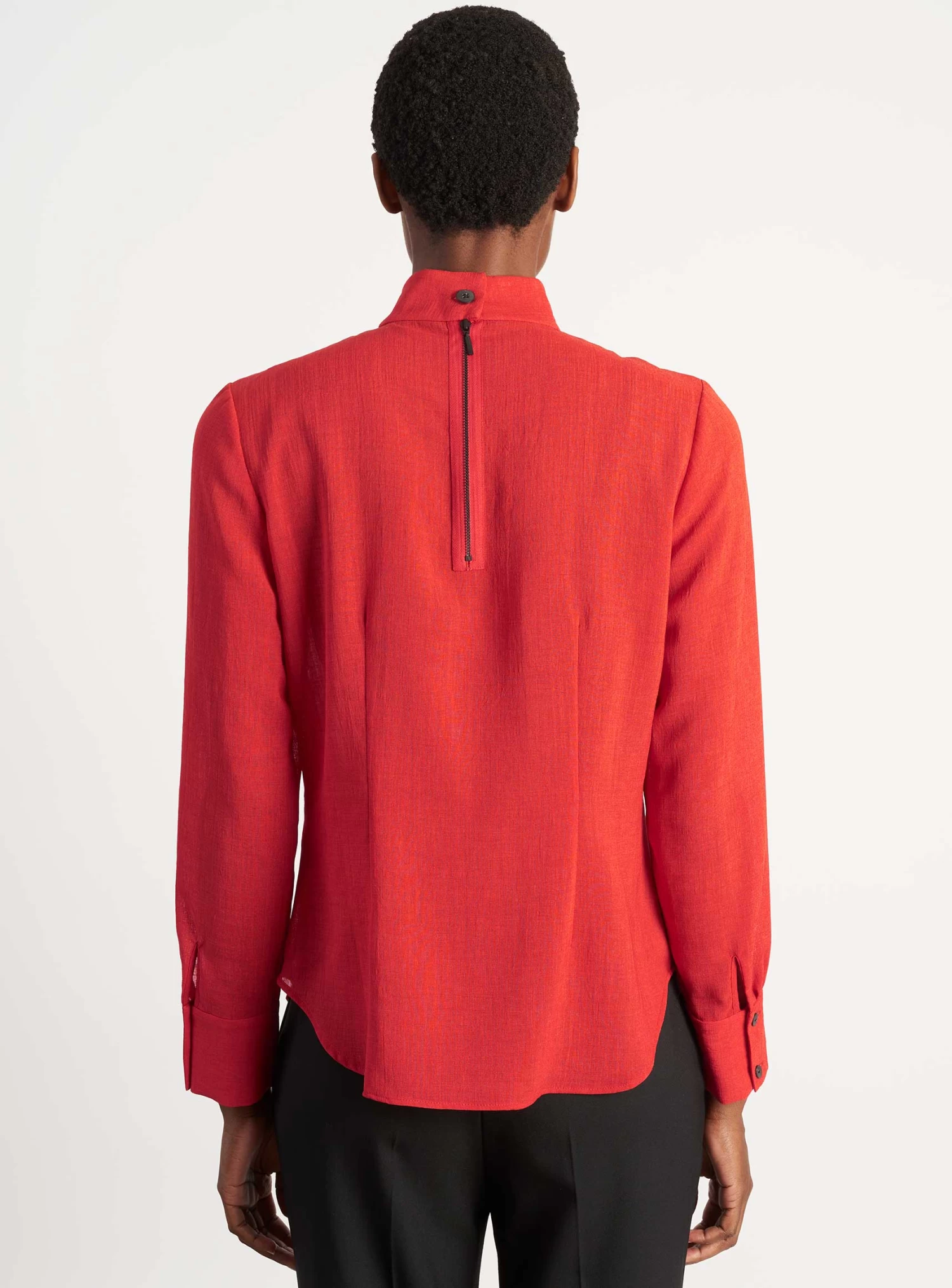 Riley Funnel Neck Blouse - Crimson - Image 4