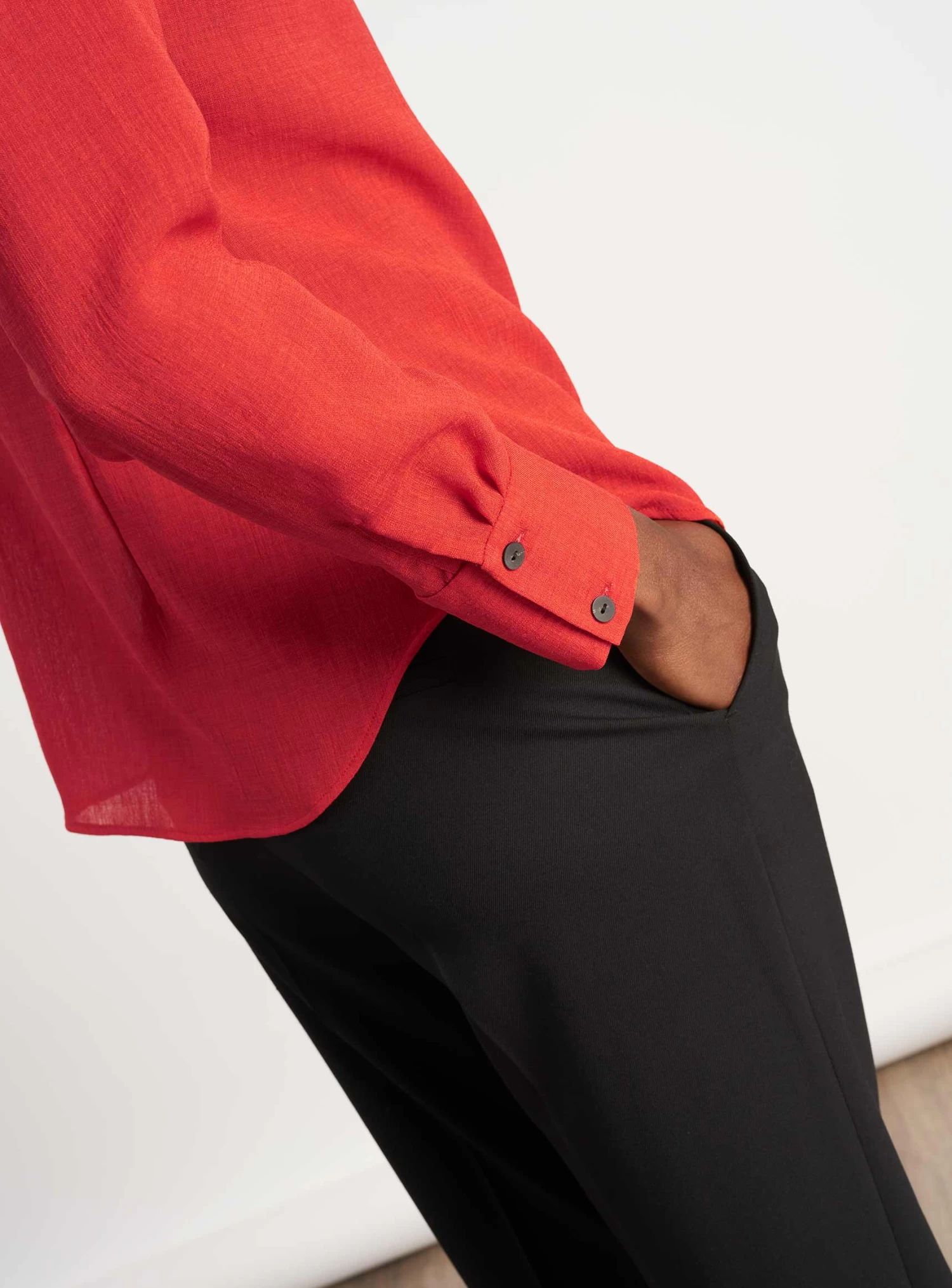 Riley Funnel Neck Blouse - Crimson - Image 3
