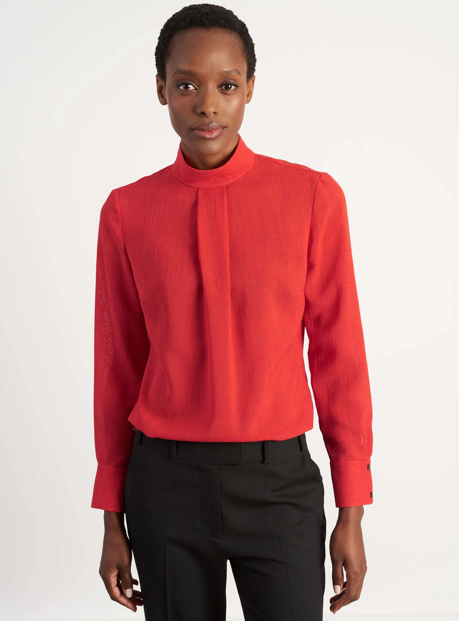 Riley Funnel Neck Blouse - Crimson - Image 5