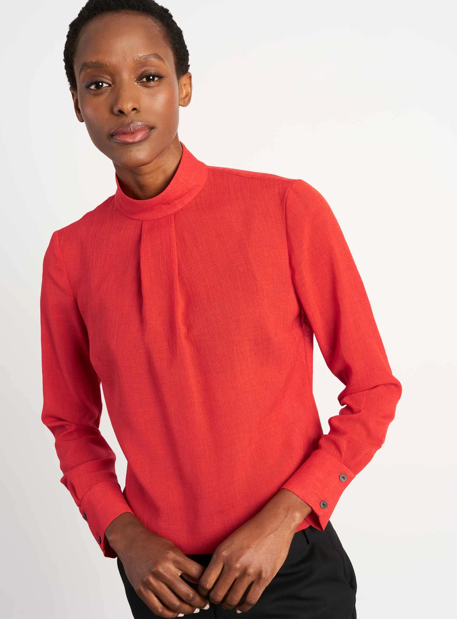Riley Funnel Neck Blouse - Crimson - Image 6