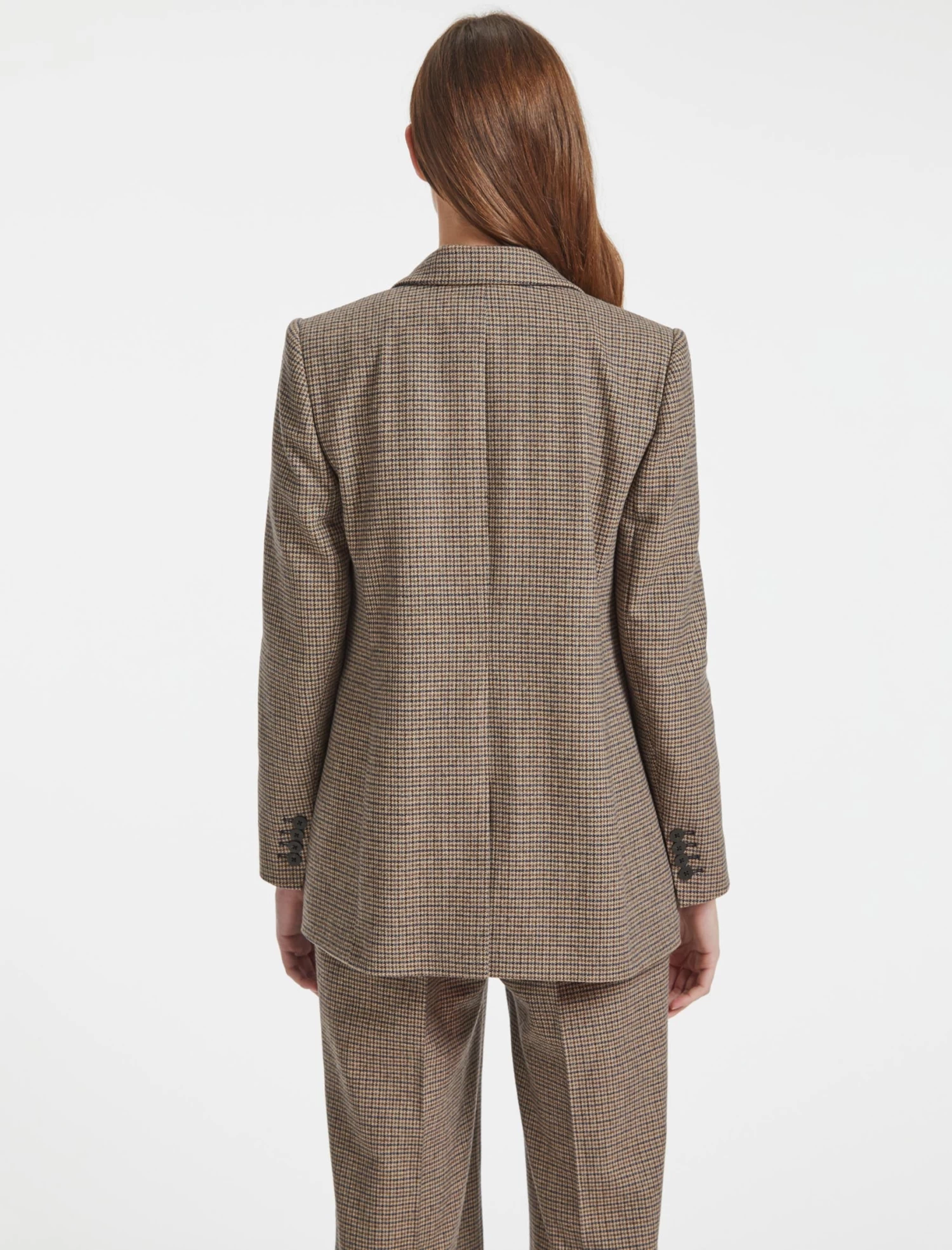 Jordan Wool Relaxed Blazer - Brown Navy Cream Check - Image 6