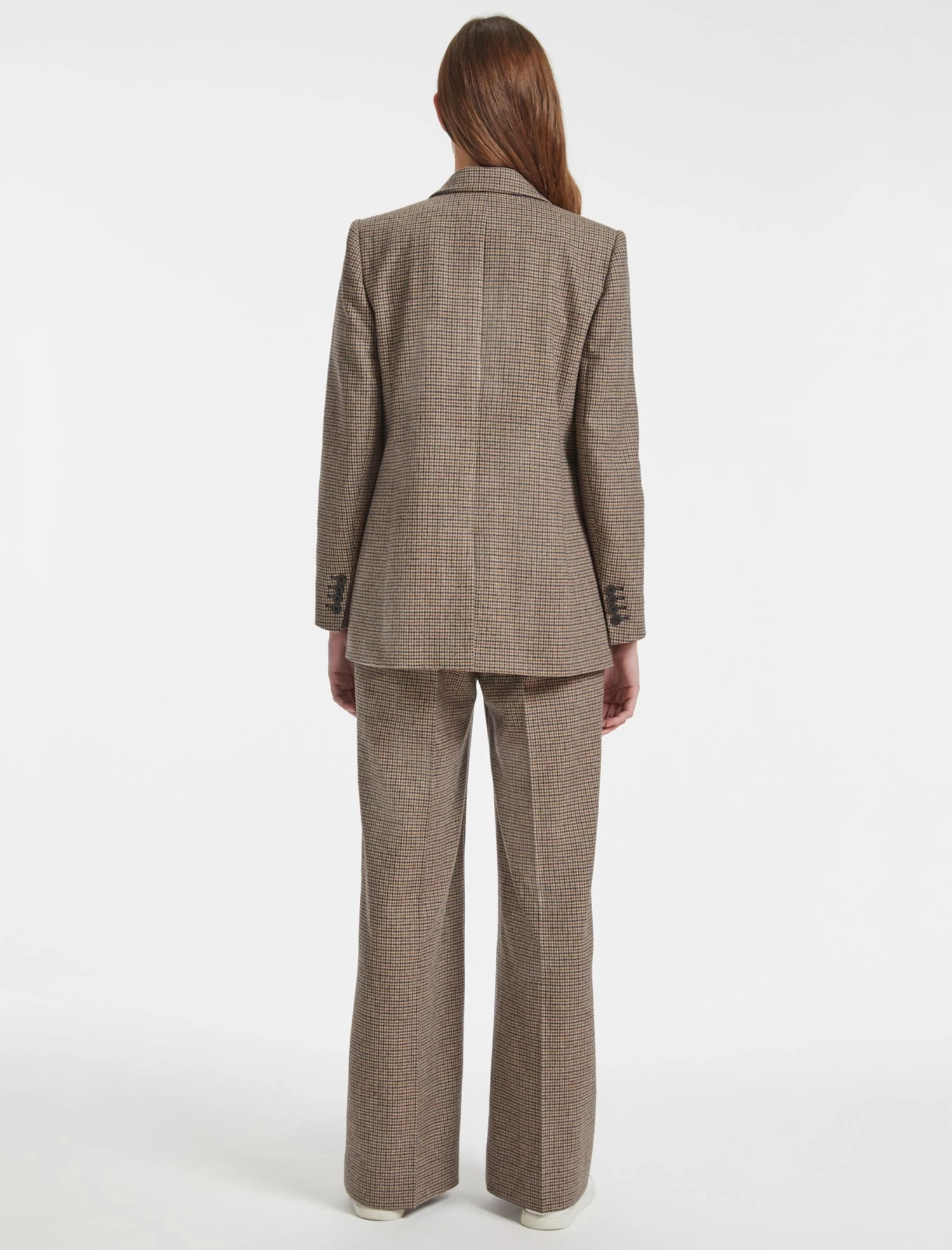 Jordan Wool Relaxed Blazer - Brown Navy Cream Check - Image 4