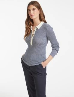 Jonah Wool Jumper - Denim Blue Cream Stripe