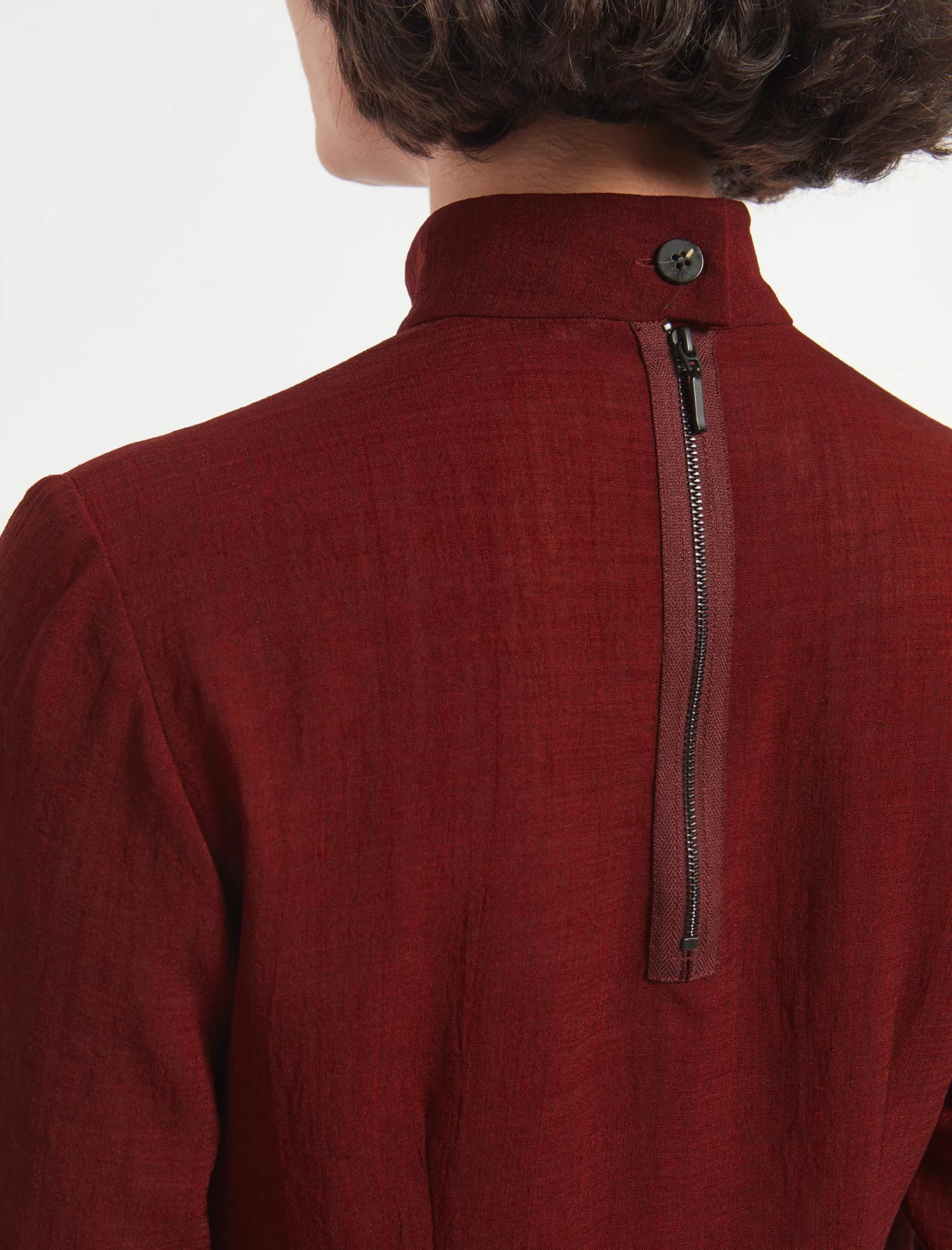 Riley Funnel Neck Blouse - Dark Red - Image 5