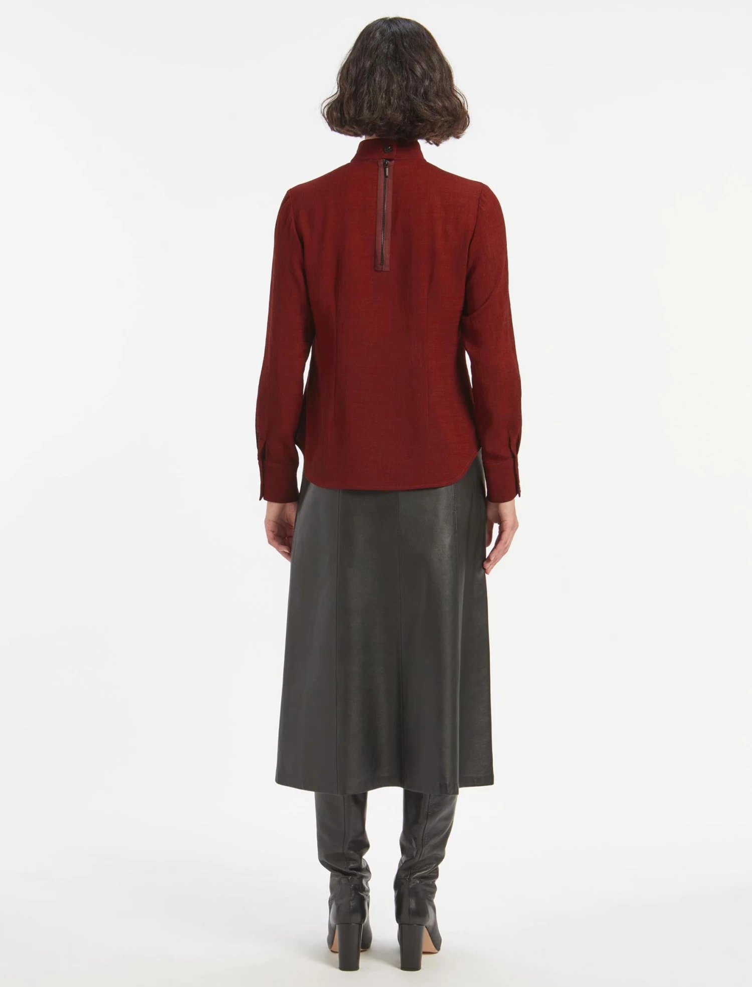 Riley Funnel Neck Blouse - Dark Red - Image 6