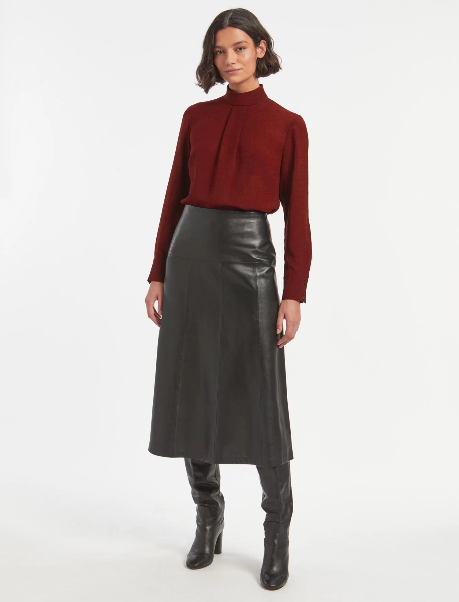 Riley Funnel Neck Blouse - Dark Red - Image 7