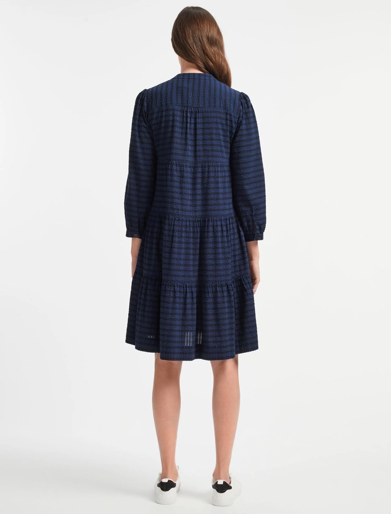 Delaney Cotton Seersucker Shirt Dress - Navy Black - Image 5