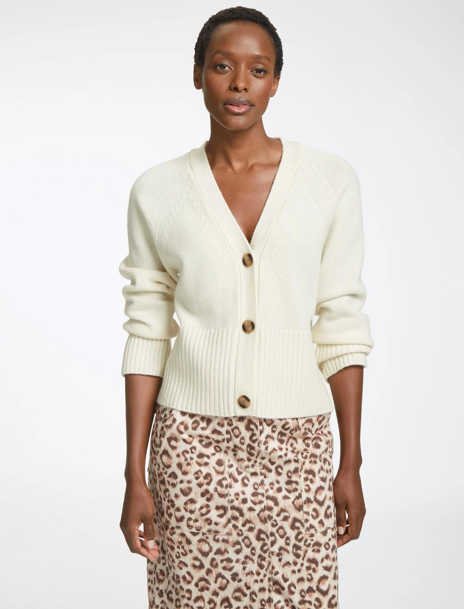 Courtney Cashmere Blend Cardigan - Cream - Image 2