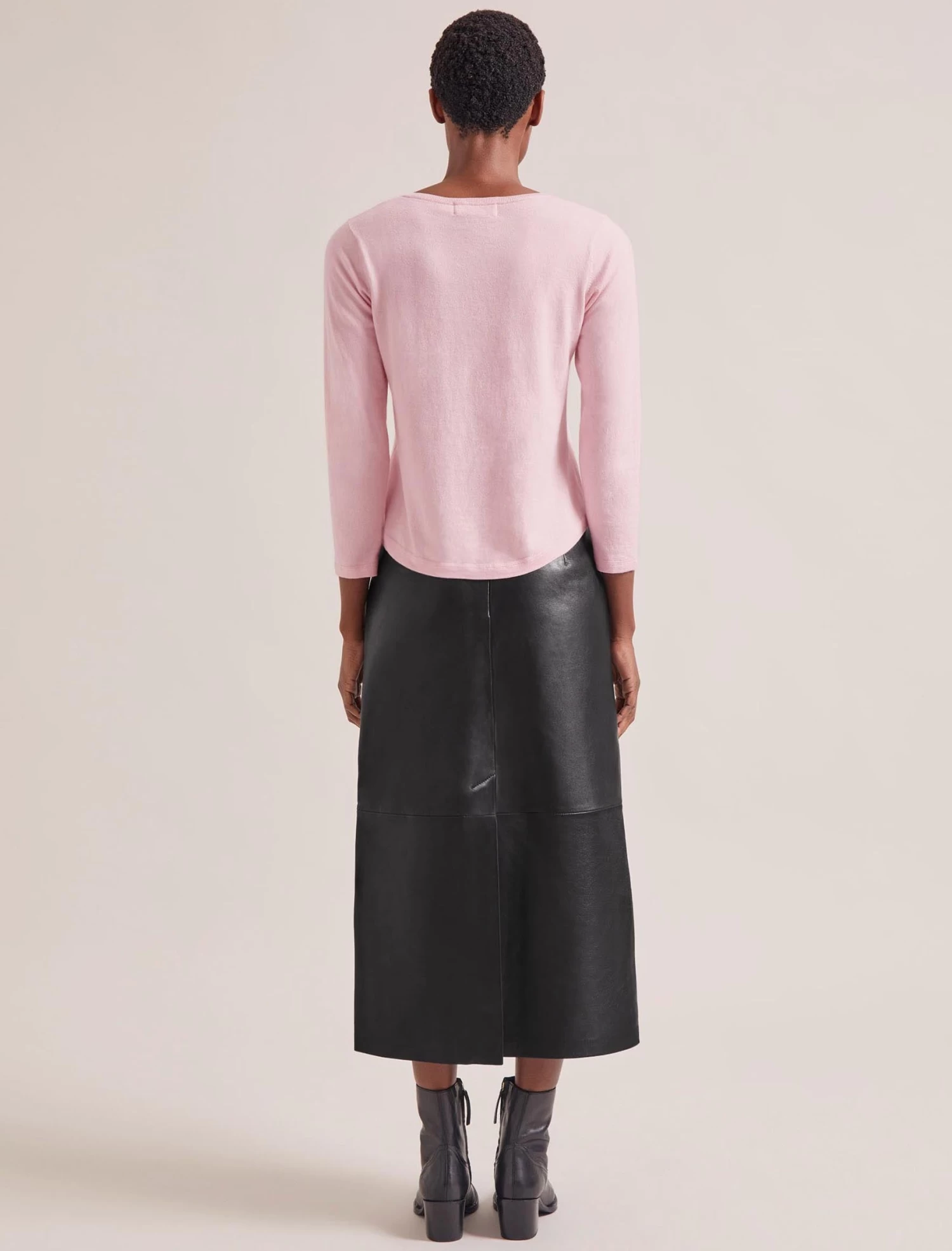 Maia Cotton Silk Blend T-Shirt - Pale Pink - Image 7