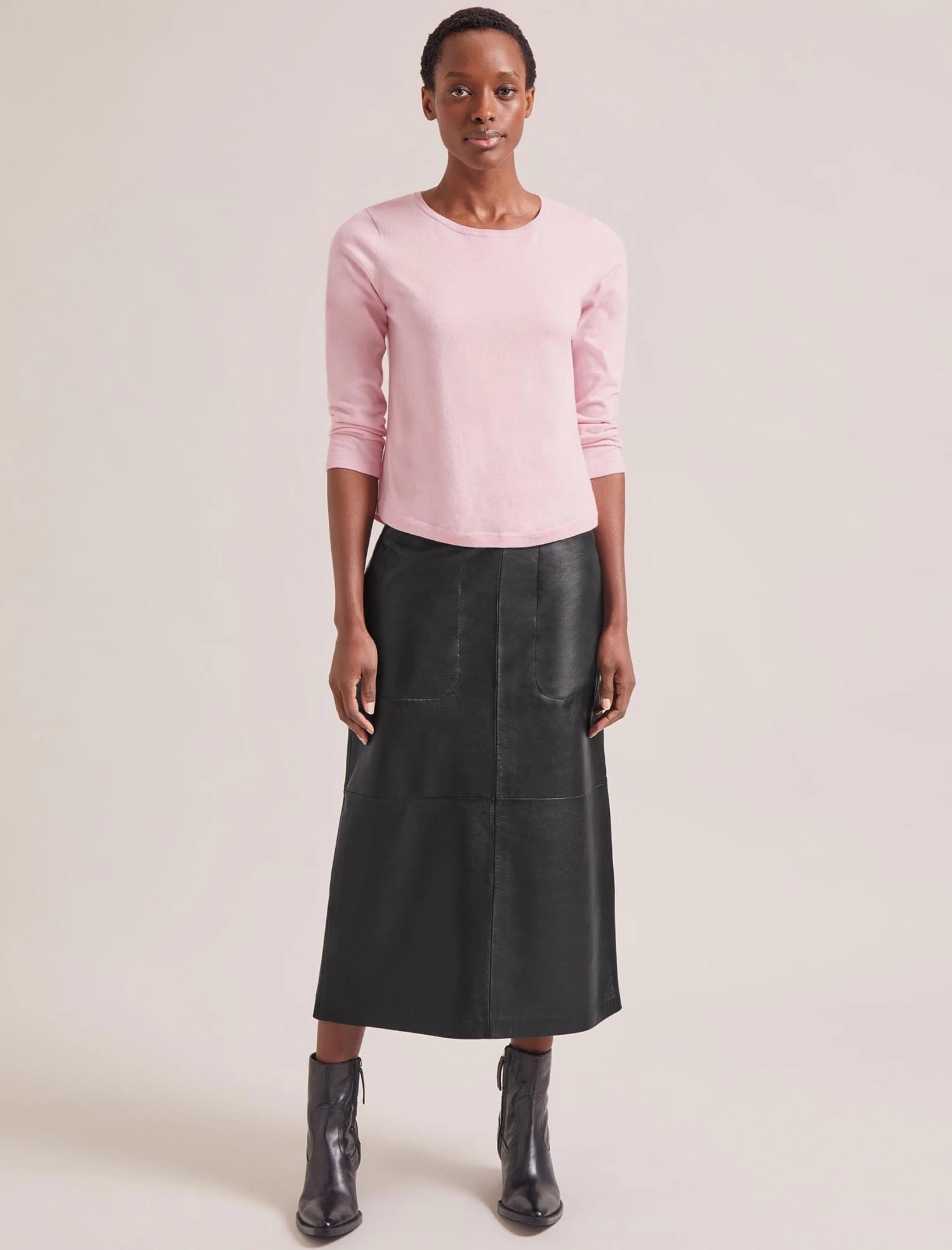 Maia Cotton Silk Blend T-Shirt - Pale Pink - Image 2