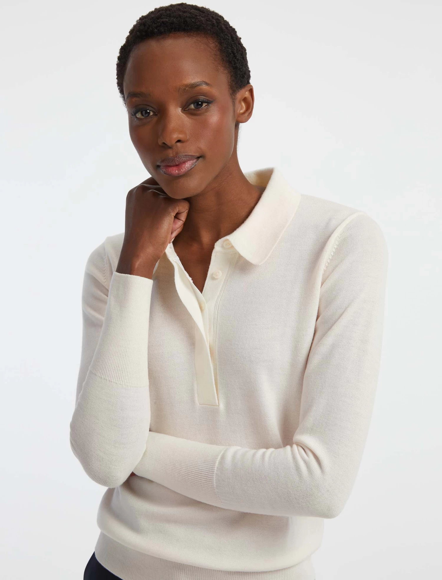 Josie Wool Collared Jumper - Cream - Image 3