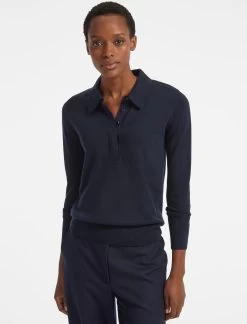 Josie Wool Collared Jumper - Navy