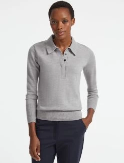 Josie Wool Collared Jumper - Light Grey