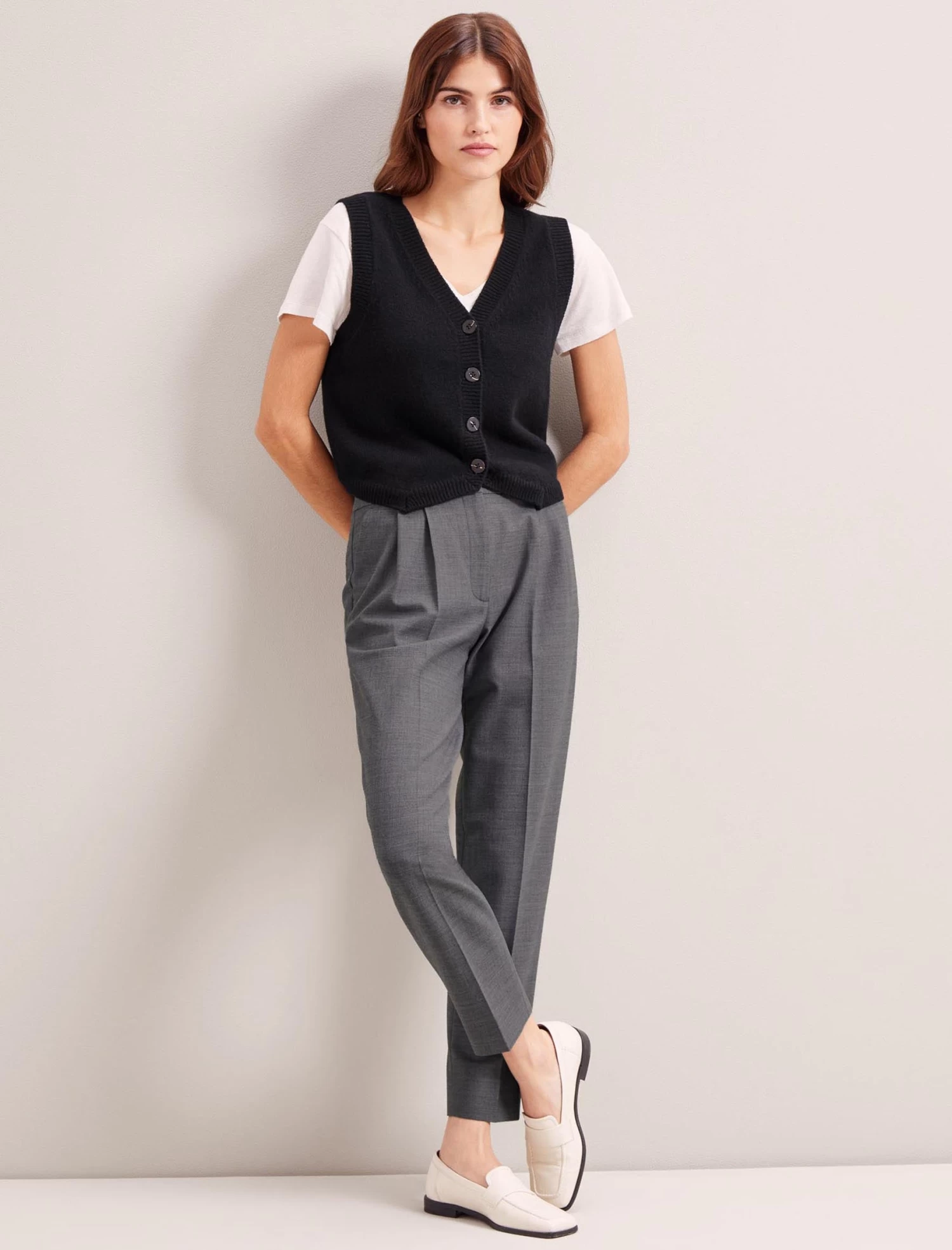 Wesley Cashmere Blend V Neck Waistcoat - Black - Image 2