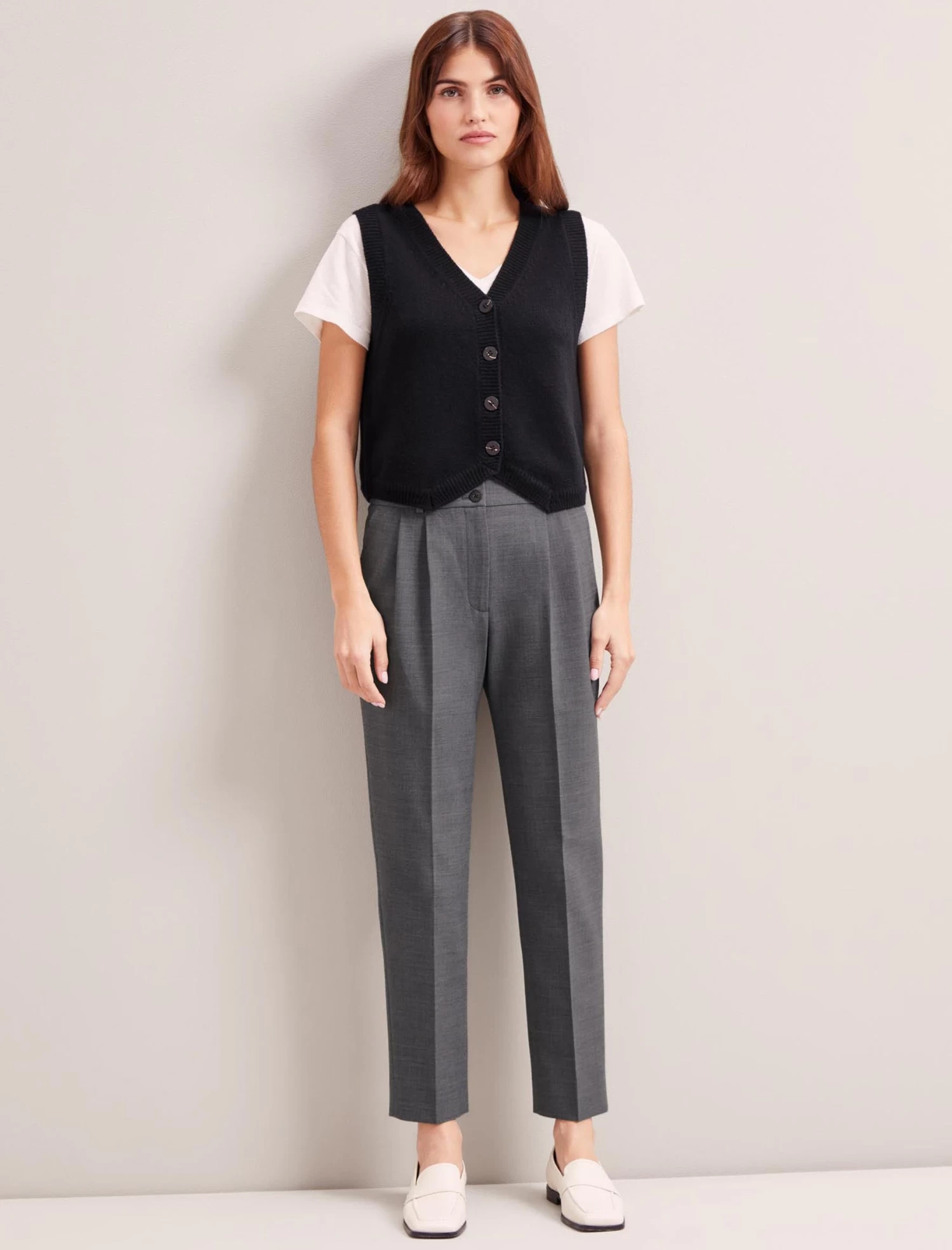 Wesley Cashmere Blend V Neck Waistcoat - Black - Image 5