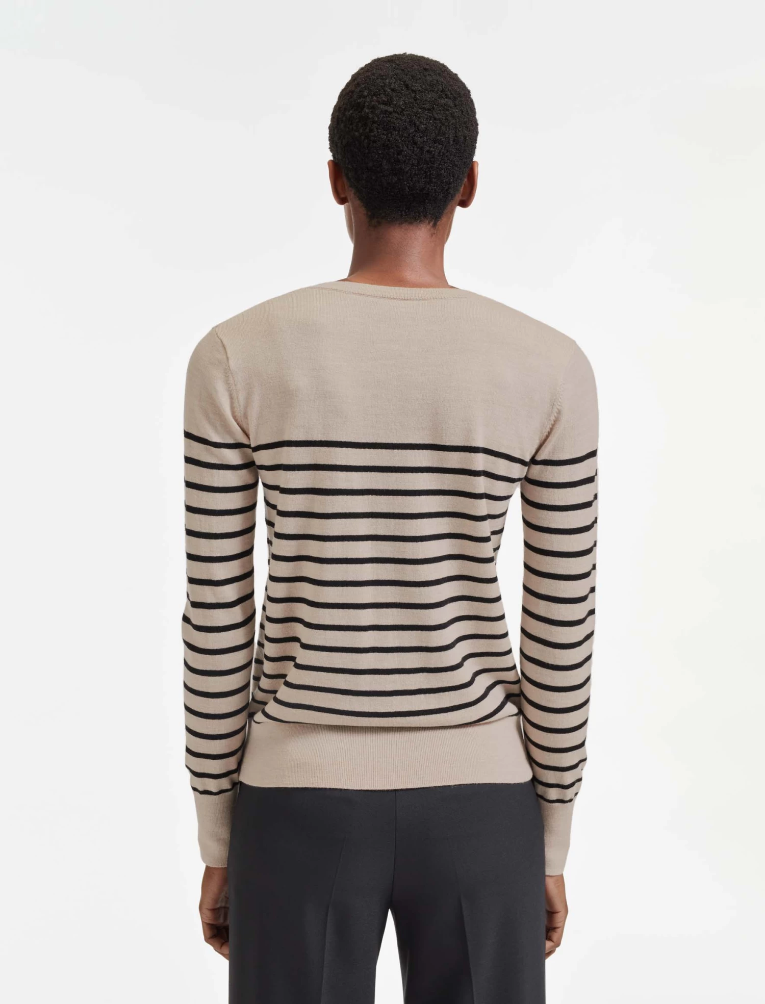 Hailey Wool Jumper - Beige Black Stripe - Image 5