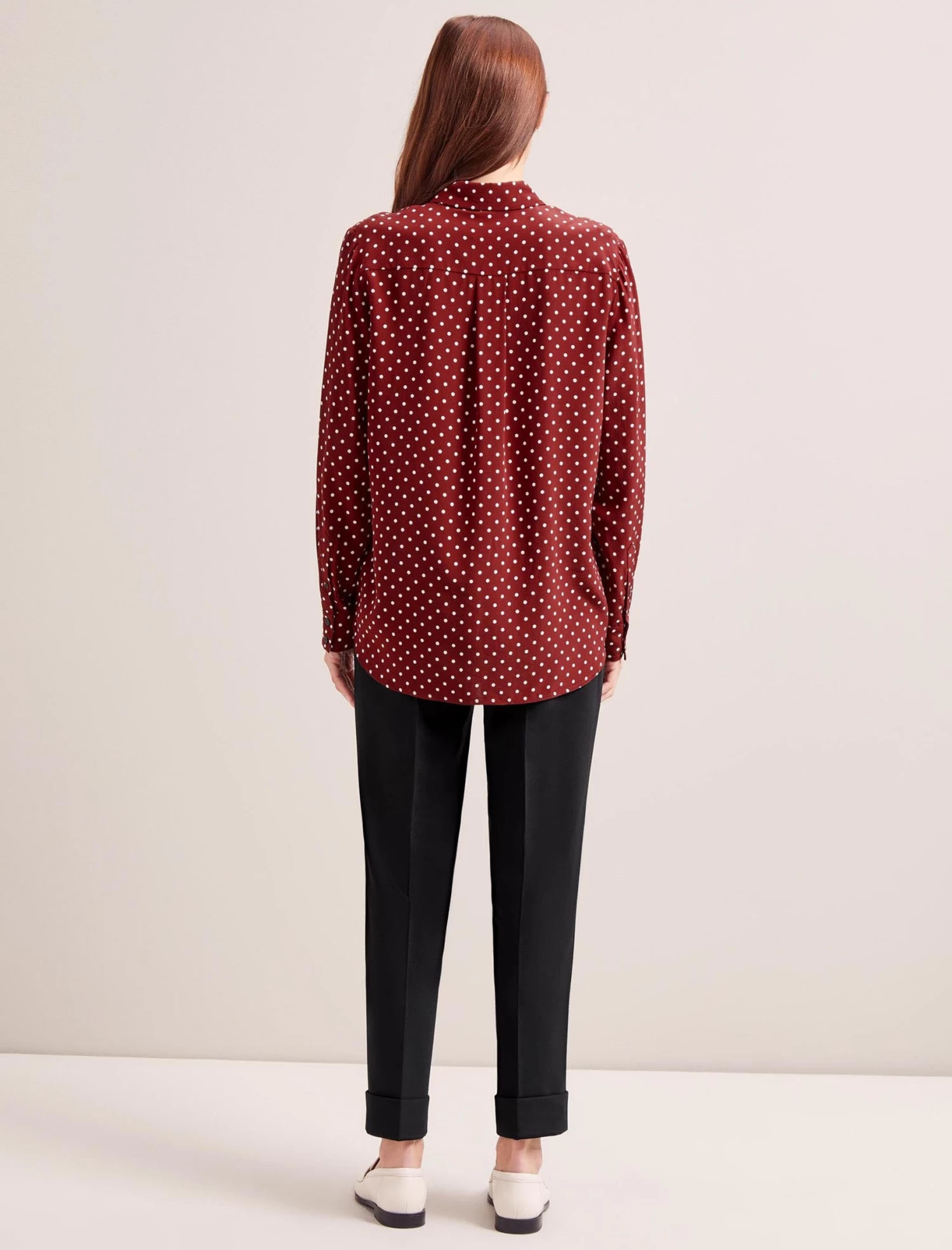 Skyla Silk Shirt - Lipstick White Polka Dot - Image 5