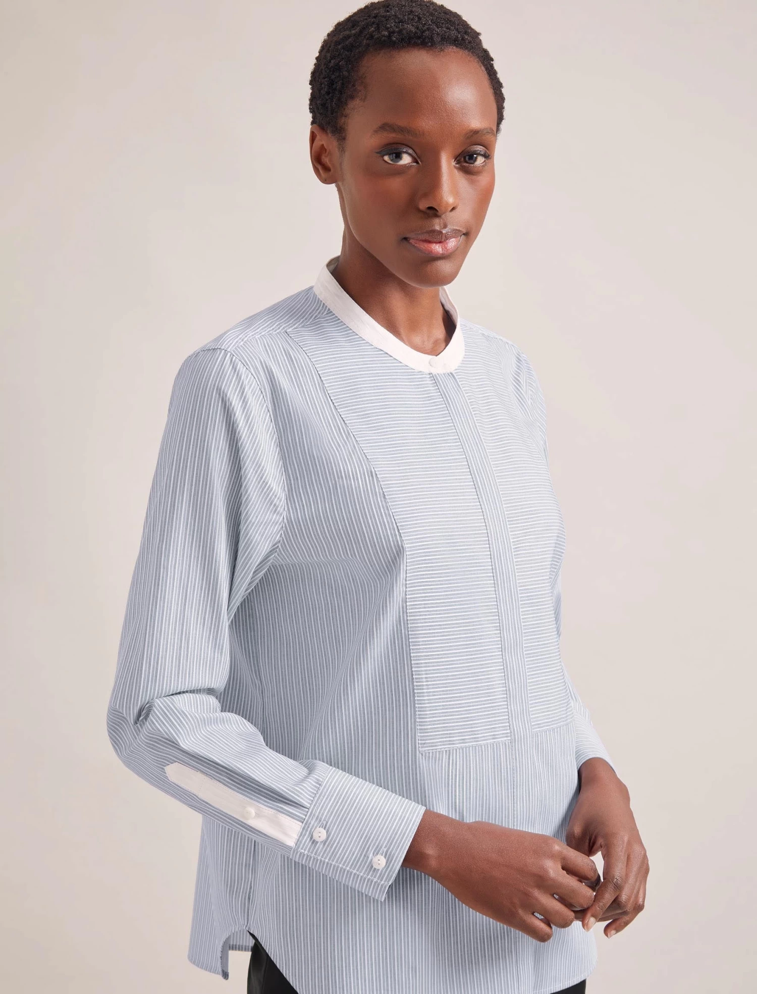 Sefton Organic Cotton Shirt - Blue White Stripe - Image 3