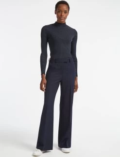 Terence Classic Winter Wool Blend Wide Leg Trouser - Navy